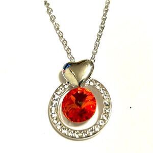 Heart Pendent necklace w/ Reddish-Brown stone